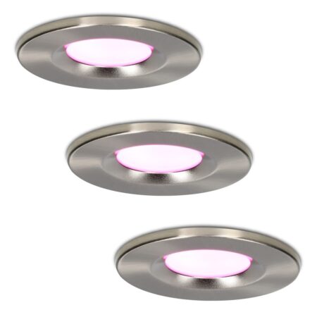 Set van 3 Venezia Smart inbouwspots - IP65 waterdicht - 6 Watt 450 lumen - Wifi + Bluetooth - RGBWW - Google Home