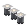 Set van 3 grondspots - RVS - vierkant - 2700K warm wit - GU10 fitting - IP65 Waterdicht - 3 jaar garantie - dimbaar - tuinverlichting | HOFTRONIC