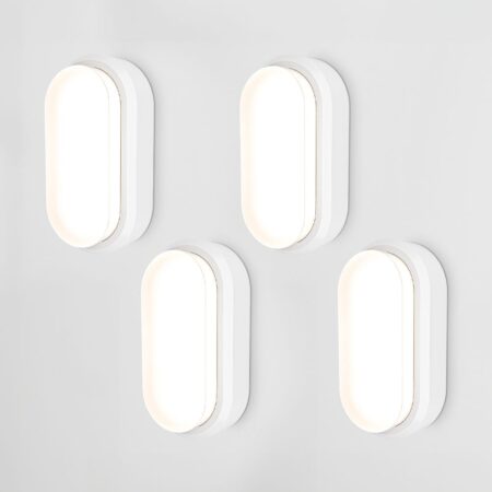 Set van 4 C-Series - LED Plafondlamp wit ovaal - Wandlamp - Scheepslamp - IP54 - 12W - 1160lm - 4000K neutraal wit - voor binnen en buiten | HOFTRONIC