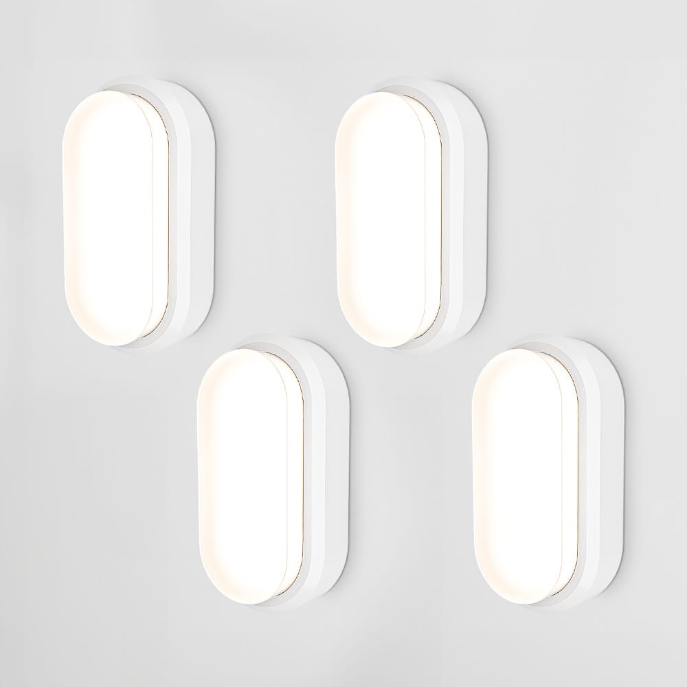 Set van 4 C-Series - LED Plafondlamp wit ovaal - Wandlamp - Scheepslamp - IP54 - 18 Watt - 1830lm - 4000K neutraal wit - voor binnen en buiten | HOFTRONIC
