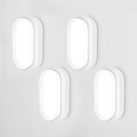 Set van 4 C-Series - LED Plafondlamp wit ovaal - Wandlamp - Scheepslamp - IP54 - 18 Watt - 1830lm - 6500K Daglicht wit - voor binnen en buiten | HOFTRONIC