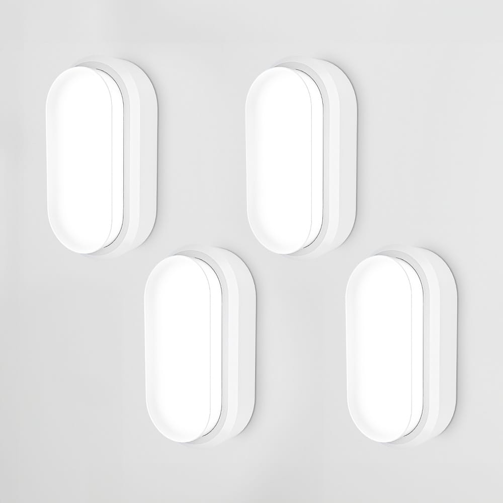 Set van 4 C-Series - LED Plafondlamp wit ovaal - Wandlamp - Scheepslamp - IP54 - 18 Watt - 1830lm - 6500K Daglicht wit - voor binnen en buiten | HOFTRONIC