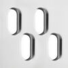 Set van 4 C-Series - LED Plafondlamp zwart ovaal - Wandlamp - Scheepslamp - IP54 - 18 Watt - 1830lm - 6500K Daglicht wit - voor binnen en buiten | HOFTRONIC