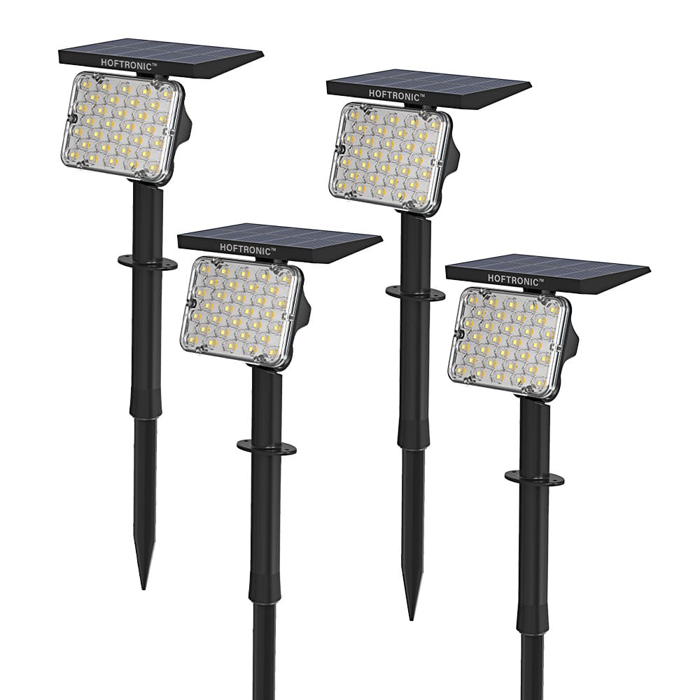 Set van 4 Eagle solar Prikspots - Incl. Schemerschakelaar - PIR - CCT 3000K en 4000K - 4 lichtstanden - 200lm - 6-12 uur brandtijd - Kantelbaar - IP65 waterdicht - Tuinspot | HOFTRONIC