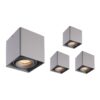 Set van 4 Esto LED vierkante opbouwspots - Dimbaar - Kantelbaar - 4 Watt 345 lumen - 2700K warm wit - GU10 - Plafondspot - Voor binnen - Vervangbare afdekring - Grijs | HOFTRONIC