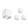 Set van 4 Esto LED vierkante opbouwspots - Dimbaar - Kantelbaar - 4 Watt 345 lumen - 2700K warm wit - GU10 - Plafondspot - Voor binnen - Vervangbare afdekring - Wit | HOFTRONIC