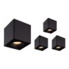 Set van 4 Esto LED vierkante opbouwspots - Dimbaar - Kantelbaar - 4 Watt 345 lumen - 2700K warm wit - GU10 - Plafondspot - Voor binnen - Vervangbare afdekring - Zwart | HOFTRONIC