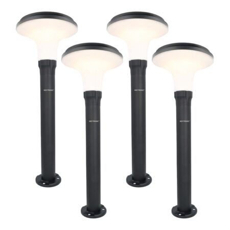 Set van 4 Layton solar sokkellampen - 3000K Warm wit - 900 lumen - 6-12 uur brandtijd - Tuinlantaarn - Padverlichting - IP65 waterdicht | HOFTRONIC