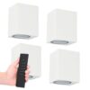 Set van 4 Marion LED wandlampen - Dimbaar - 4 Watt 345 lumen - IP65 Waterdicht - GU10 - 2700K Warm Wit - Dimbaar - Binnen & buiten - Wit - Incl. dimmer met afstandsbediening | HOFTRONIC
