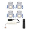 Set van 4 Milano LED Mini Inbouwspots met trafo - 12 Volt 3 Watt 200 lumen - Dimbaar - Plat 34mm - 2700K - IP65 waterdicht - Grijs - Veranda Spotjes - Overkapping Spotjes | HOFTRONIC