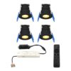 Set van 4 Milano LED Mini Inbouwspots met trafo - 12 Volt 3 Watt 200 lumen - Dimbaar - Plat 34mm - 2700K - IP65 waterdicht - Zwart - Veranda Spotjes - Overkapping Spotjes | HOFTRONIC