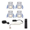 Set van 4 Milano inbouwspots 12V - IP65 waterdicht - 2700K warm wit - 3 Watt 200 lumen - RVS - Verandaverlichting - Dimbaar | HOFTRONIC