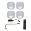 Set van 4 Navarra Mini LED Opbouwspots met Trafo - 12 Volt 3 Watt 200 lumen - Dimbaar - Plat 21