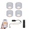 Set van 4 Navarra Smart LED Mini opbouwspots - Veranda spots - 12V 3W 200lm - Dimbaar - Wifi & Bluetooth - 2700K - IP44 waterdicht - RVS | HOFTRONIC
