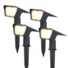 Set van 4 Odessa solar prikspots - Incl. Schemerschakelaar - 3000K warm wit - 2 lichtstanden - 300 lumen - 6-12 uur brandtijd - Kantelbaar - IP65 waterdicht | HOFTRONIC