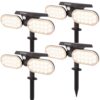 Set van 4 Pato - Solar prikspot - Bewegingssensor en schemerschakelaar - PIR - 3000K Warm wit - 2 lichtstanden - 300 Lumen - 6-12 uur brandtijd - IP65 waterdicht - Tuinspot | HOFTRONIC