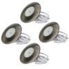 Set van 4 Pavo - Platte LED ipbouwspots met lage inbouwdiepte 12mm - 3 Watt 300 Lumen - 2700K Warm wit - Dimbaar - Rond - Meubelspot - IP44 waterdicht - RVS | HOFTRONIC