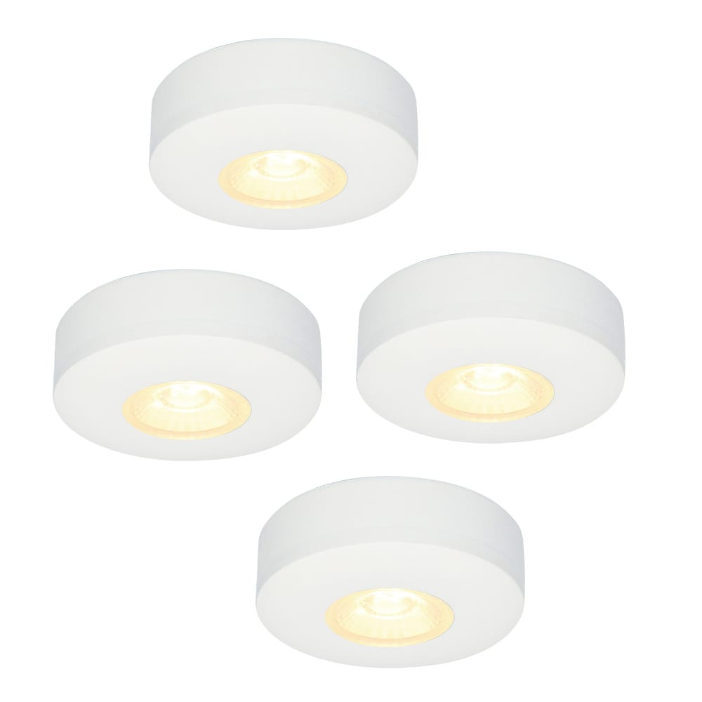 Set van 4 Pavo - Platte LED opbouwspots 23mm - 3W 300lm - 2700K - Dimbaar - Rond - IP44 - Wit | HOFTRONIC