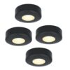 Set van 4 Pavo - Platte LED opbouwspots 23mm - 3W 300lm - 2700K - Dimbaar - Rond - IP44 - Zwart | HOFTRONIC