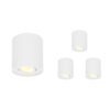 Set van 4 Ray LED opbouwspots - Rond - Dimbaar - 4 Watt 345 lumen - 2700K warm wit - Kantelbaar - GU10 - Plafondspot - IP20 Voor binnen - Wit | HOFTRONIC