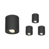 Set van 4 Ray LED opbouwspots - Rond - Dimbaar - 4 Watt 345 lumen - 2700K warm wit - Kantelbaar - GU10 - Plafondspot - IP20 Voor binnen - Zwart | HOFTRONIC