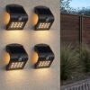Set van 4 Rhodes Solar Wandlampen Up & Down - met Bewegingssensor - 1.5W - 3000K Warm wit - 2 lichtstanden - IP65 waterdicht - Wandlamp Schutting - Zwart | HOFTRONIC