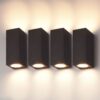 Set van 4 Selma - LED Wandlampen - Up & Down light - IP44 waterdicht - Voor binnen en buiten - Zwart - Buitenlampen - Polycarbonaat | HOFTRONIC