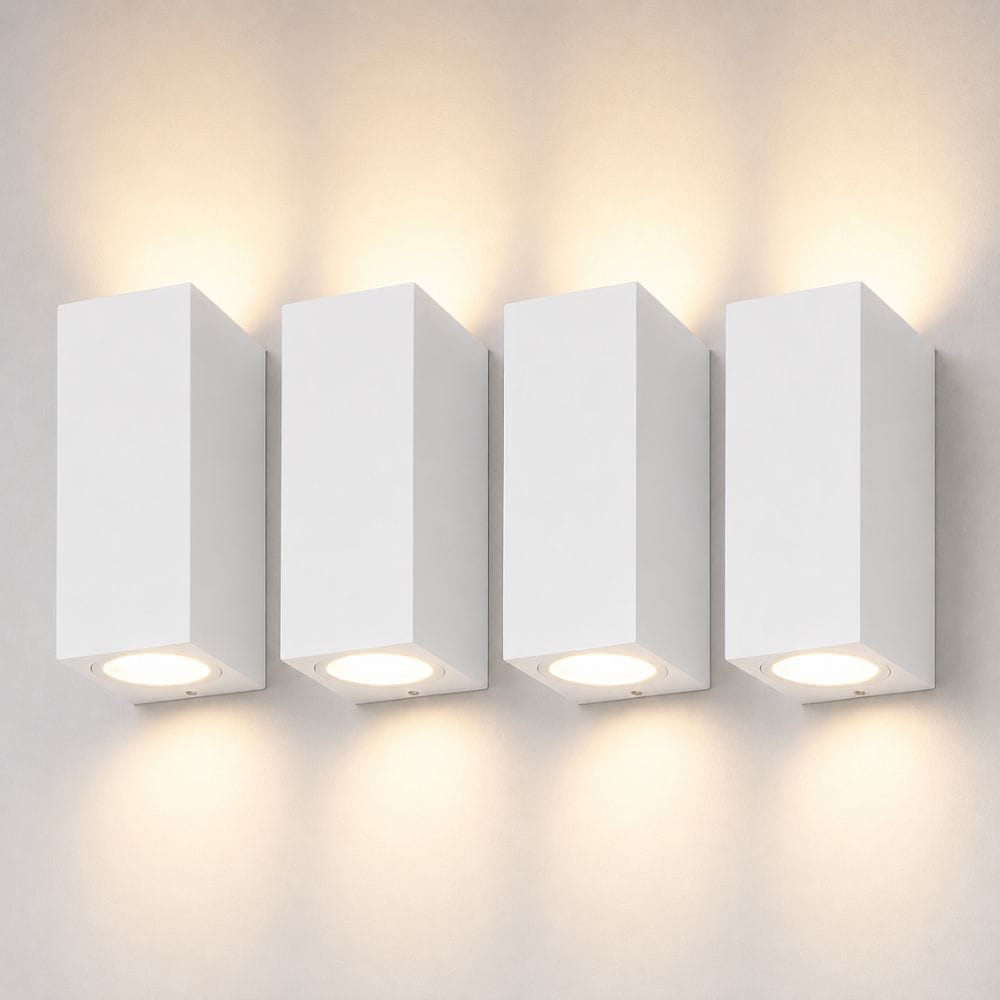 Set van 4 Selma - LED Wandlampen - Up & Down light - IP65 waterdicht - Voor binnen en buiten - Wit - Buitenlampen | HOFTRONIC