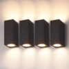Set van 4 Selma - LED Wandlampen - Up & Down light - IP65 waterdicht - Voor binnen en buiten - Zwart - Buitenlampen | HOFTRONIC