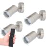 Set van 4 dimbare LED Wandlamp Lago - 2700K warm wit - RVS - IP44 waterdicht - GU10 fitting - Incl. dimmer met afstandsbediening | HOFTRONIC