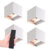 Set van 4 dimbare LED Wandlampen Kansas - wit - 6 Watt 660 lumen - 3000K warm wit - Up & Down light - IP54 - Incl. dimmer met afstandsbediening | HOFTRONIC