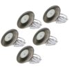Set van 5 Pavo - Platte LED ipbouwspots met lage inbouwdiepte 12mm - 3 Watt 300 Lumen - 2700K Warm wit - Dimbaar - Rond - Meubelspot - IP44 waterdicht - RVS | HOFTRONIC