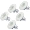 Set van 5 Pavo - Platte LED ipbouwspots met lage inbouwdiepte 12mm - 3 Watt 300 Lumen - 2700K Warm wit - Dimbaar - Rond - Meubelspot - IP44 waterdicht - Wit | HOFTRONIC