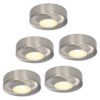 Set van 5 Pavo - Platte LED opbouwspots 23mm - 3W 300lm - 2700K - Dimbaar - Rond - IP44 - RVS | HOFTRONIC