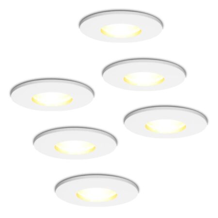 Set van 6 Barcelona - LED Inbouwspots - 4 Watt 345 lumen - 2700K Warm wit - GU10 - Dimbaar - Rond - IP44 voor badkamer