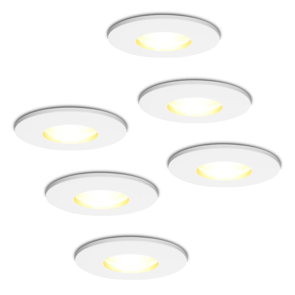 Set van 6 Barcelona - LED Inbouwspots - 4 Watt 345 lumen - 2700K Warm wit - GU10 - Dimbaar - Rond - IP44 voor badkamer
