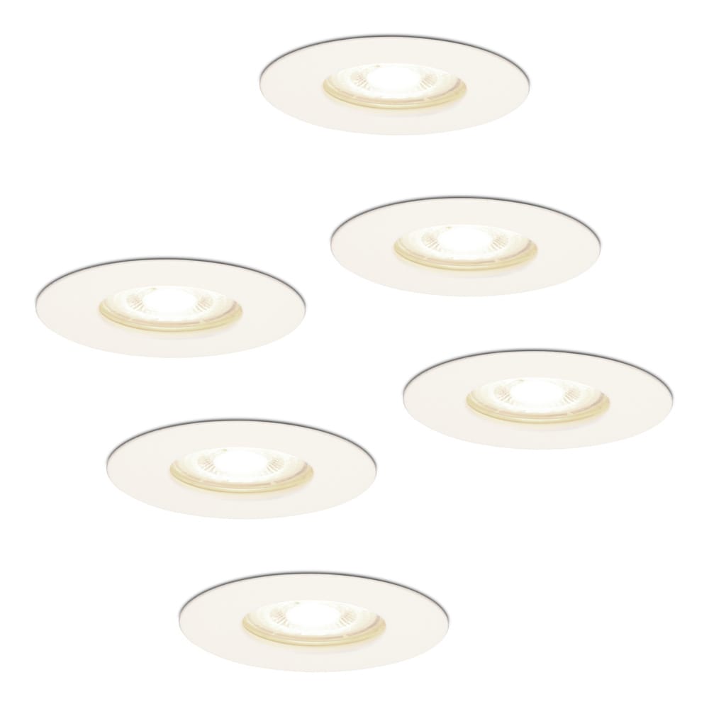 Set van 6 Bari LED Inbouwspots - 4 Watt 345 Lumen - 4000K neutraal wit - GU10 - Dimbaar - Rond - IP64 Waterdicht - Wit - Voor binnen