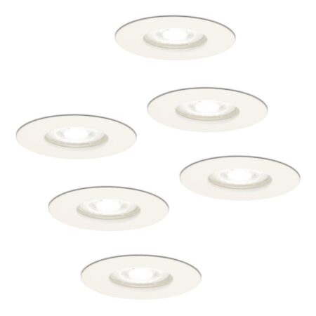 Set van 6 Bari LED inbouwspot - 4 Watt 345 Lumen - 6500K daglicht wit - GU10 - Dimbaar - Rond - IP64 Waterdicht - Wit - Voor binnen