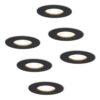 Set van 6 Bari LED inbouwspots - 4 Watt 345 Lumen - 4000K neutraal wit - GU10 - Dimbaar - Rond - IP64 Waterdicht - Zwart - Voor binnen