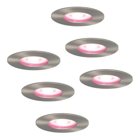 Set van 6 Bari Smart inbouwspots - IP65 waterdicht - Wifi + Bluetooth - RGBWW - GU10 - Google Home
