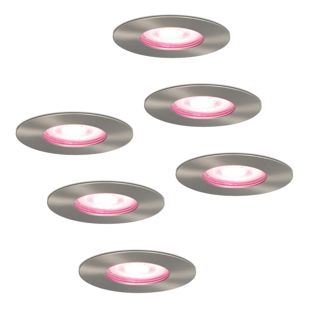 Set van 6 Bari Smart inbouwspots - IP65 waterdicht - Wifi + Bluetooth - RGBWW - GU10 - Google Home