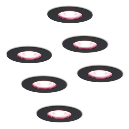 Set van 6 Bari Smart inbouwspots - IP65 waterdicht - Wifi + Bluetooth - RGBWW - GU10 - Google Home