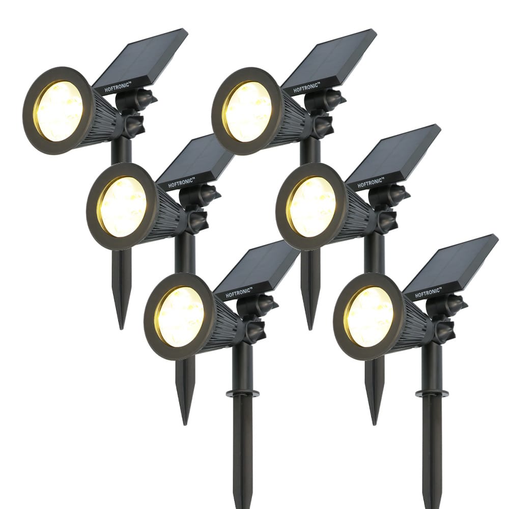 Set van 6 Bend PIR solar prikspots - Bewegingssensor en schemerschakelaar - 3000K warm wit - 2 lichtstanden - 300 lumen - 6-9 uur brandtijd - IP65 waterdicht | HOFTRONIC