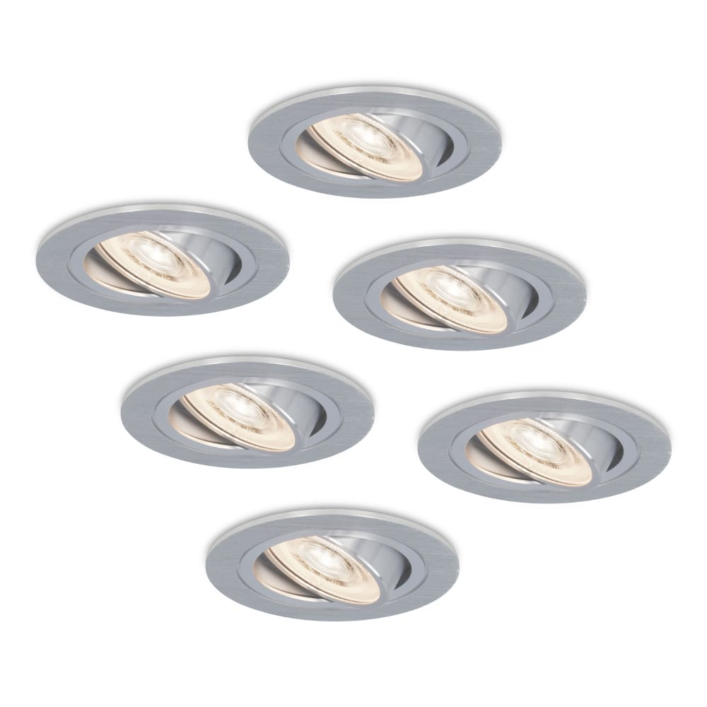 Set van 6 Chandler LED inbouwspots - 6W 570lm - GU10 LED Module - 4000K neutraal wit - Dimbaar - Kantelbaar - IP20 voor binnen - RVS | HOFTRONIC