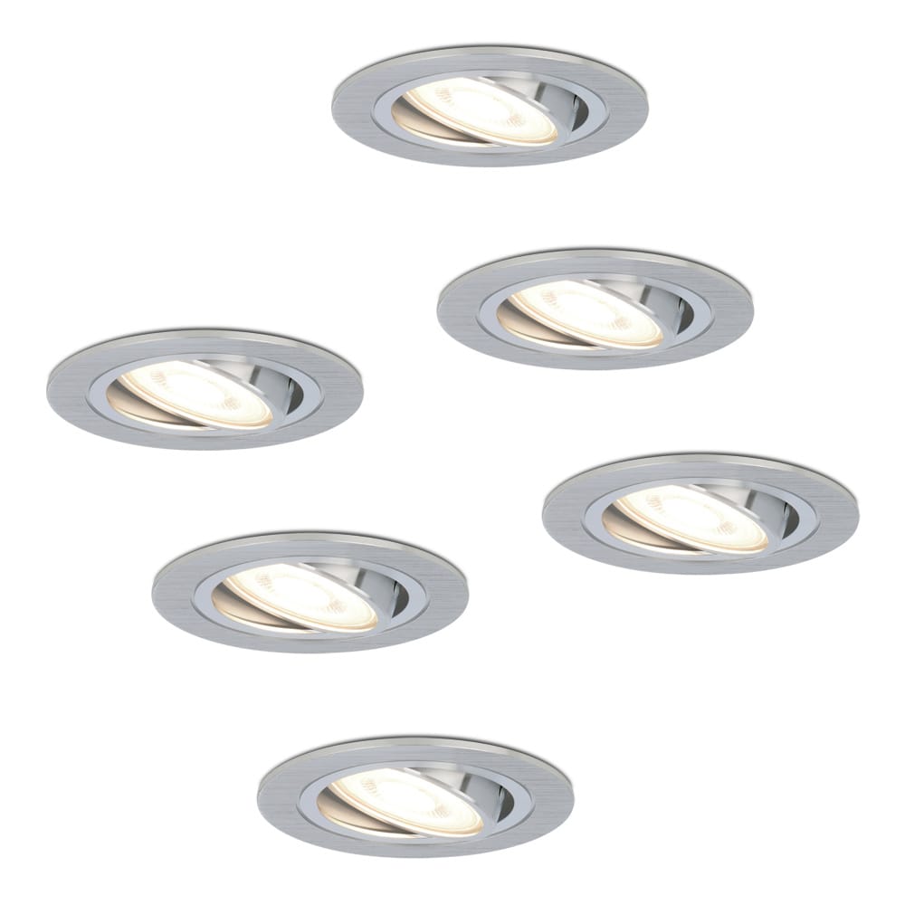 Set van 6 Chandler LED inbouwspots - GU10 4 Watt 345 Lumen - 4000K Neutraal wit - Dimbaar - Rond - Kantelbaar - IP20 Voor binnen - RVS | HOFTRONIC