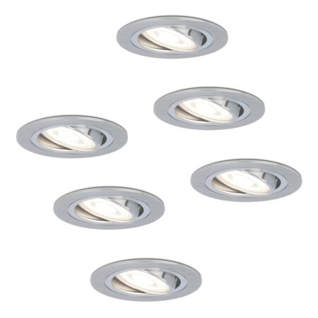 Set van 6 Chandler LED inbouwspots - GU10 4 Watt 345 Lumen - 6500K Daglicht wit - Dimbaar - Rond - Kantelbaar - IP20 Voor binnen - RVS | HOFTRONIC