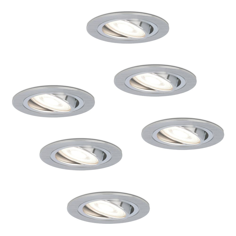 Set van 6 Chandler LED inbouwspots - GU10 4 Watt 345 Lumen - 6500K Daglicht wit - Dimbaar - Rond - Kantelbaar - IP20 Voor binnen - RVS | HOFTRONIC