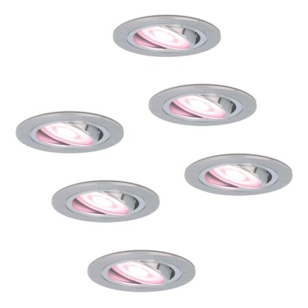 Set van 6 Chandler - Smart inbouwspot - IP20 voor binnen - 4.8 Watt 345 Lumen - Kantelbaar - Wifi + Bluetooth - RGBWW - GU10 - Google Home