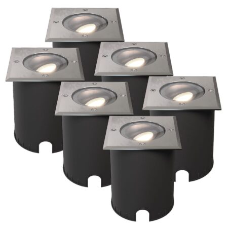 Set van 6 Cody LED Grondspots RVS - GU10 4