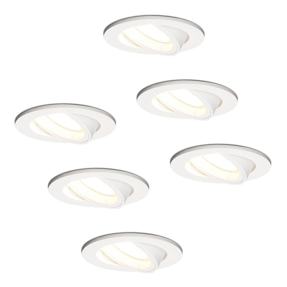 Set van 6 Dublin LED inbouwspot - 4 Watt 345 Lumen - 4000K Neutraal wit - GU10 - Dimbaar - Rond - Kantelbaar - IP20 waterdicht - Wit | HOFTRONIC